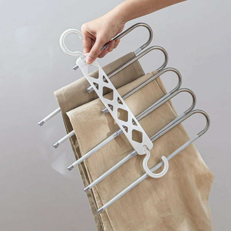 Hvxrjkn Trouser Hanger Space Saving 5 In 1 Non-Slip Multifunctional Pants Rack,Stainless Steel Pants Hangers Multiple Layers Clothes Hanger Closet Hvxrjkn Trouser Hanger Space Saving 5 In 1 Non-Slip Multifunctional Pants Rack,Stainless Steel Pants Hangers Multiple Layers Clothes Hanger Closet