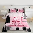 thumbnail image 2 of Manfei Black Pink Ombre Bedding Comforter Set 2pcs for Girls, Bow Knot Monogrammed Twin Comforter Sets, Personalized Letter H Bedding Set, Microfiber Bedroom Decor, 2 of 8