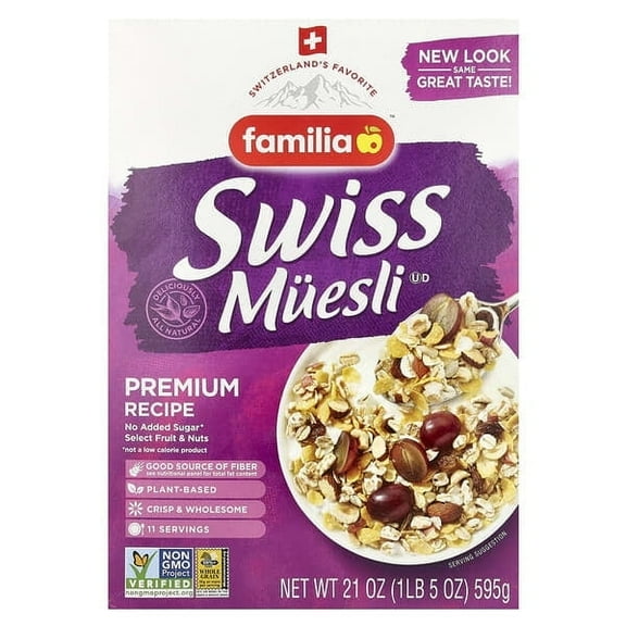 Familia, Swiss Muesli, Premium Recipe, 21 oz Pack of 2