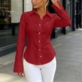 thumbnail image 5 of Xdegoge Long Sleeve Shirts for Women Button Down Dressy Collared Office Work Blouses Slim Fit Business Casual Professional Fall Basic formal Shirts, 5 of 7