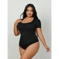 thumbnail image 2 of MANIFIQUE Women Bodysuits Short Sleeve Square Neck Stretch Lounge Travel Bodysuits Plus Size Shapewear, 2 of 5