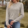 thumbnail image 6 of Pxiakgy Women's Long Sleeve T Shirt Fashion O Neck Tops Solid Color Casual Blouses Khaki + XXL, 6 of 7