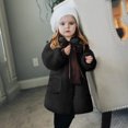 thumbnail image 3 of Curuila Toddler Girls Boys Outerwear Thick Warm Windproof Long Sleeve Solid Long Coat With Button Pocket Black Size 2-3 Years, 3 of 4