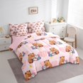 thumbnail image 3 of Feelyou Kawaii Capibara Animal Bedding Comforter Set 7 Pieces, Cute Ramen Axolotl Full Bedding Set, Romantic Love Heart Reversible Fitted Sheet Flat Sheet, Lightweight Room Decor, 3 of 7