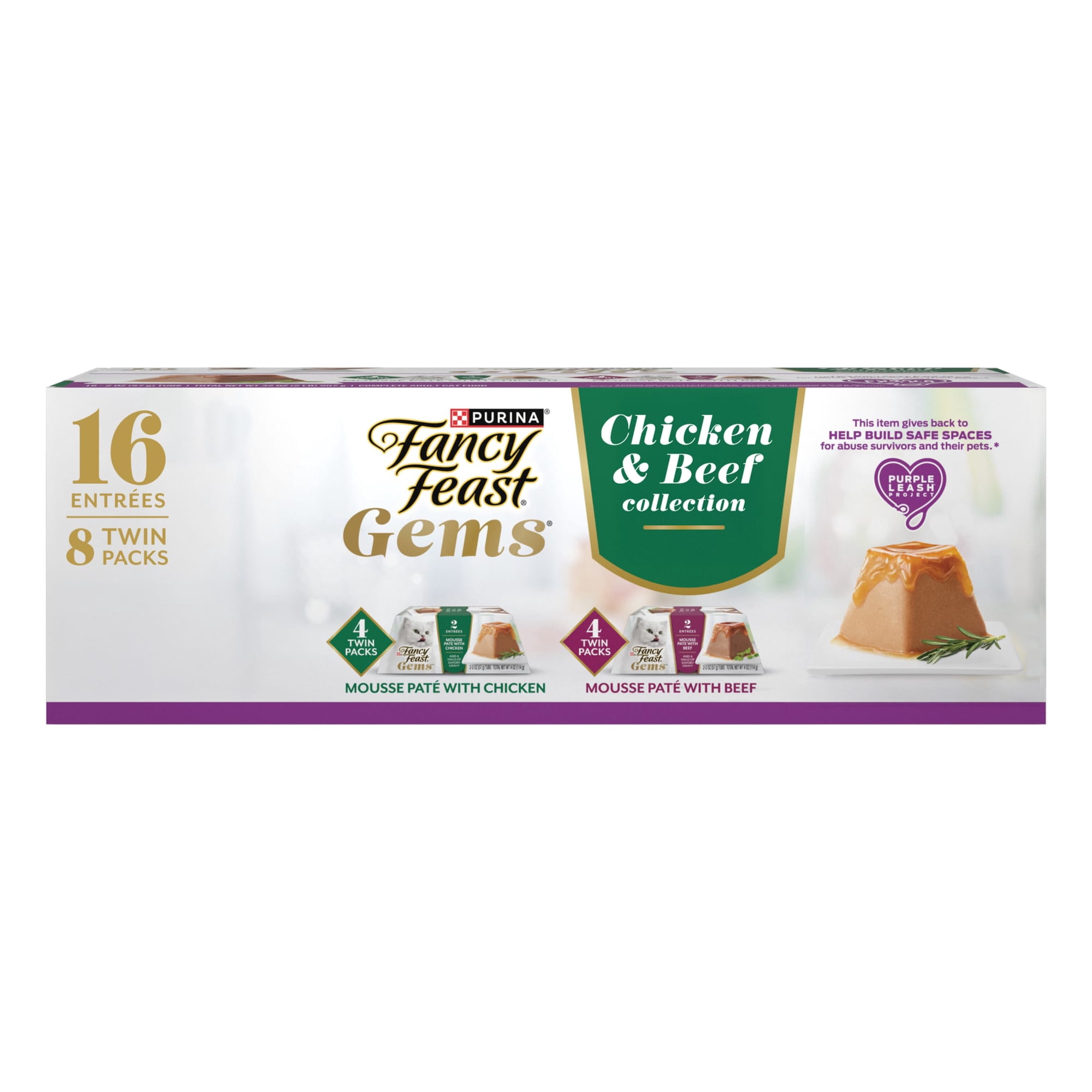 Fancy Feast Gems Pate Cat Food Mousse With Chicken or Beef Wet Cat Food Variety Pack, 2 lb