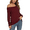 Wine Red, variant on Womens Off Shoulder Long Sleeve Blouses Casual Tunic Tops