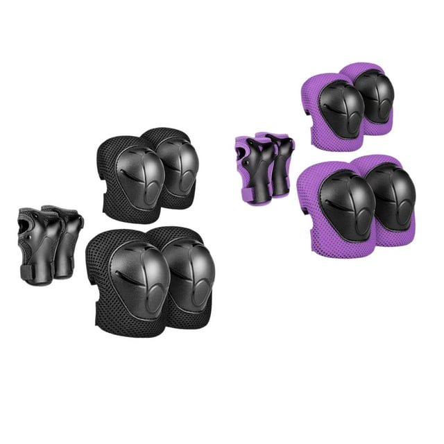 Almencla Knee Wrist Hand Pads Soccer Outdoor Activities Black