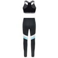 thumbnail image 2 of YiZYiF Kids Girls Sports Set Wide Shoulder Straps Padded Cropped Vest with Leggings Gym Workout Outfit Black&Light Blue 10, 2 of 5