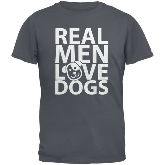 Valentine's Day - Real Men Love Dogs Grey Adult T-Shirt - 2X-Large