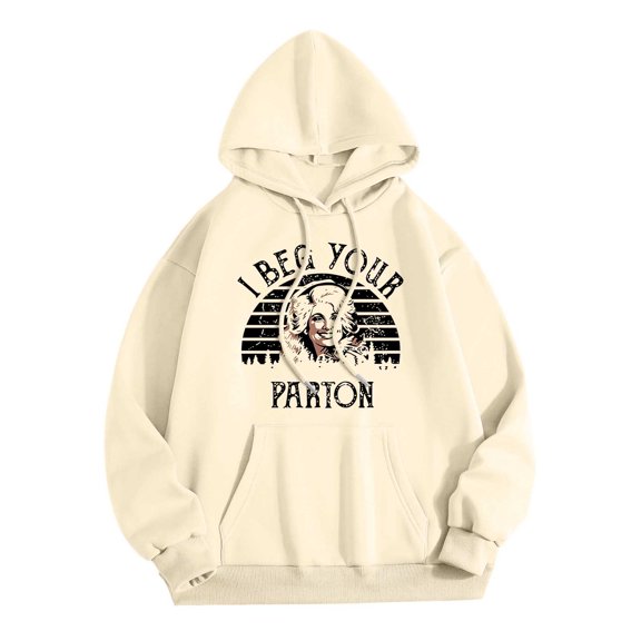 Women's Dolly Hoodie Print Pullover Hoodie Long Sleeve Casual Sweatshirt Cozy Oversized Top Soft Comfortable Streetwear
