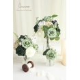 thumbnail image 2 of Artificial Flowers 25pcs Real Looking Emerald Green Ombre Colors Foam Fake Roses with Stems for DIY Wedding Bouquets Bridal Shower Centerpieces Sage Green Floral Arrangements Tables Decoration, 2 of 5