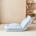 thumbnail image 2 of 42.5'' Foldable Human Dog Bed with Adjustable Backrest, Multifunctional Upholstered Sofa Bed with 2 Pillows, Pet Sleeping Bed for Bedroom, Living Room, Blue, 2 of 6