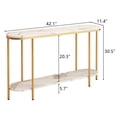 thumbnail image 6 of Oufan Console Table 2 Tier Narrow Entryway Table with Storage Shelves Faux Marble Narrow Table for Living Bedroom Hallway Office Easy Assembly, Gold, 6 of 8
