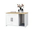 thumbnail image 2 of Cat Litter Box Enclosure, Hidden Litter Box Furniture with Divider, Indoor Cat House, Wooden pet House Side Table, for Living Room, Bedroom,White, 2 of 5