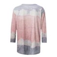 thumbnail image 4 of QLEICOM Women's 3/4 Sleeves T Shirts Baggy Casual Blouse Tops Shirt for Women Fall Henley Crew Neck Holiday Tie Dye Gradient Color Block Tunic Loose Casual Tee Tops Gray XXL, 4 of 5