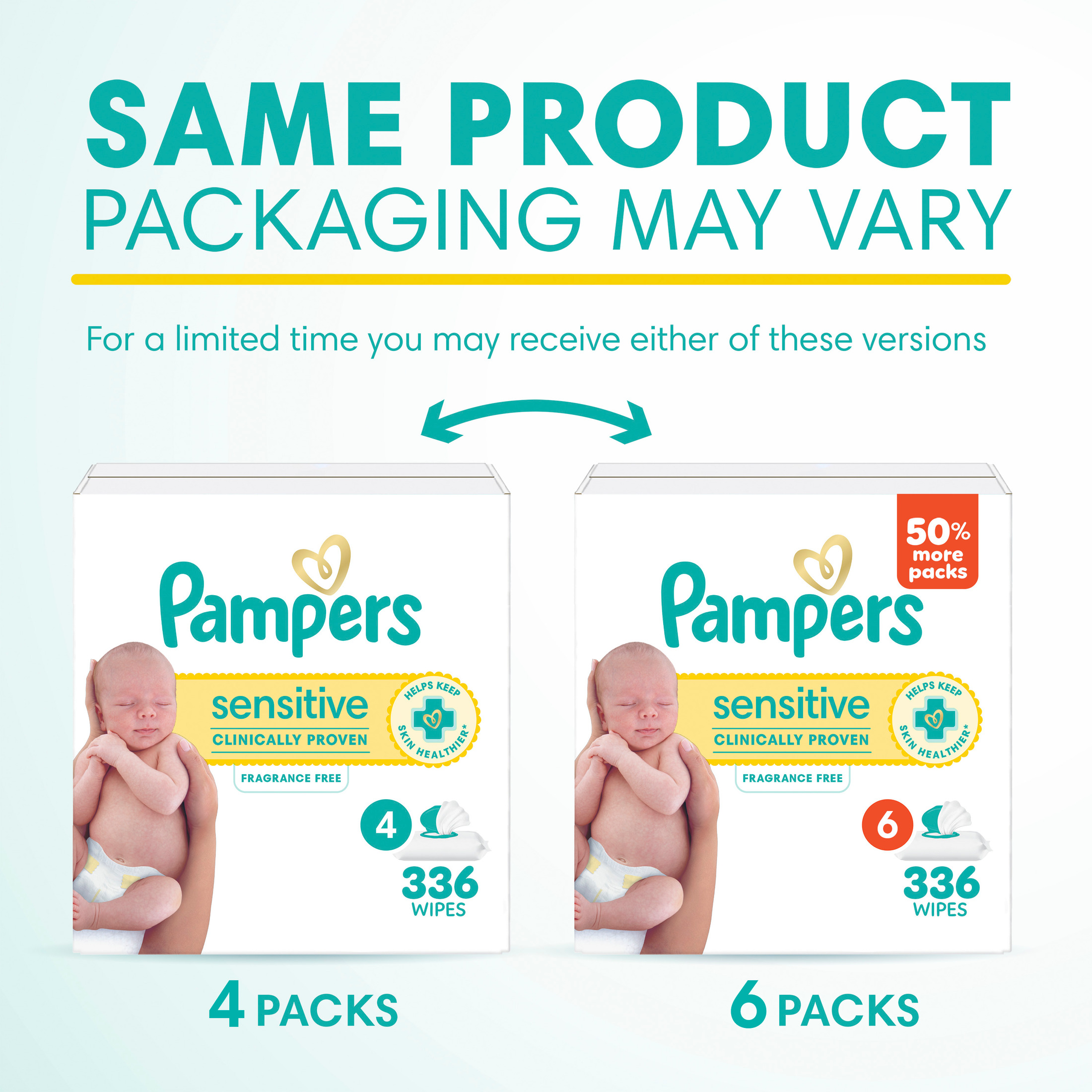 Pampers Sensitive Baby Wipes Unscented, 6-Pack, 336 Count photo 2