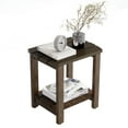 thumbnail image 2 of Indoor Outdoor Mid-Century Weather-Resistant Pine Wood Rectangle End Table, Dark Brown (2PCS), 2 of 9