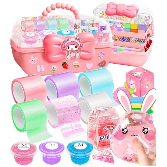 Jimcii Bow Nano Tape Bubble Kit para niños con caja Nano Tape Squishy Maker Kit Nano Bubble Tape Kit Nano Tape Bubbles