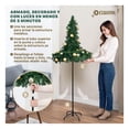 thumbnail image 2 of Árbol de Navidad Verde Tipo Lápiz Plegable 1.80 metros Esquimal + 150 Luces Led + Estrella + 35 Esferas Doradas, 2 of 6