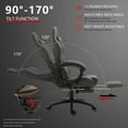 thumbnail image 4 of Dowinx Gaming Office, PC with Massage Lumbar Support, Vintage Style PU Leather High Back Adjustable Swivel Task Chair with Footrest, Light Grey, 4 of 6