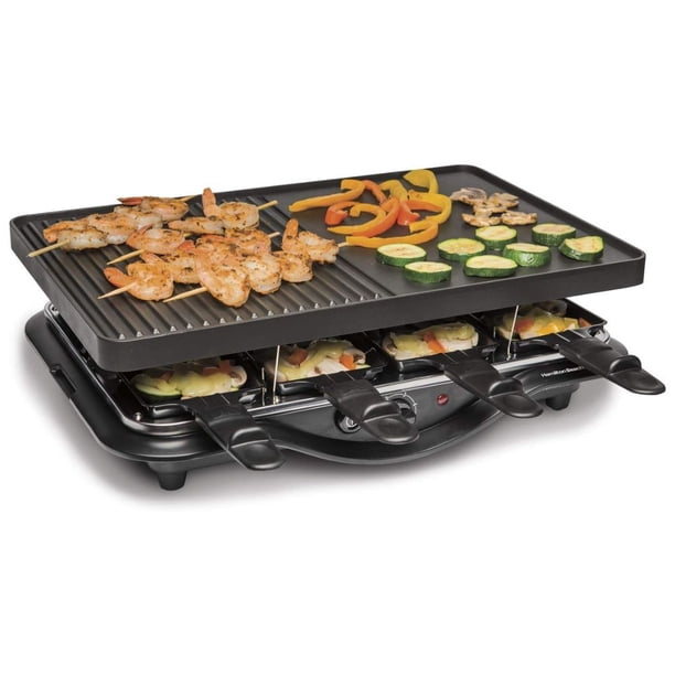 Parrilla Eléctrica Hamilton Beach Grill Raclette para 8 Personas con Temperatura Ajustable para Carnes y Verduras 1300W