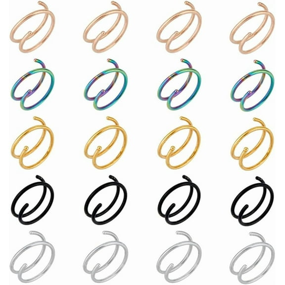 10 Pairs 5 Colors Double Hoop Earrings Classic Hoop Earring Non Piercing Huggie Earring Fashion Spiral Hoop Earrings Cartilage Piercing Earrings for Women Colorful DIY