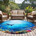 thumbnail image 4 of Shark Large Round Rug 8 FT, Non Slip Living Room Area Carpet, Blue Ocean Underwater Animal Coral Tropical Fish Washable Soft Circle Rug Non-Shedding Floor Carpet for Bedroom Office Dining Room, 4 of 9