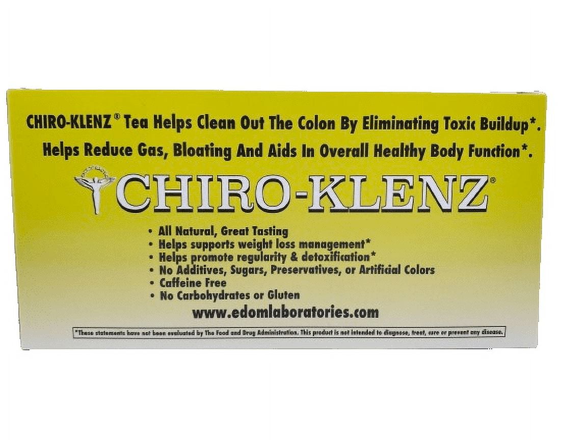 Chiro-Klenz Lemon Flavor Herbal Tea for Detox, Constipation and Bloating Relief, Gluten Free - 30 Tea Bags