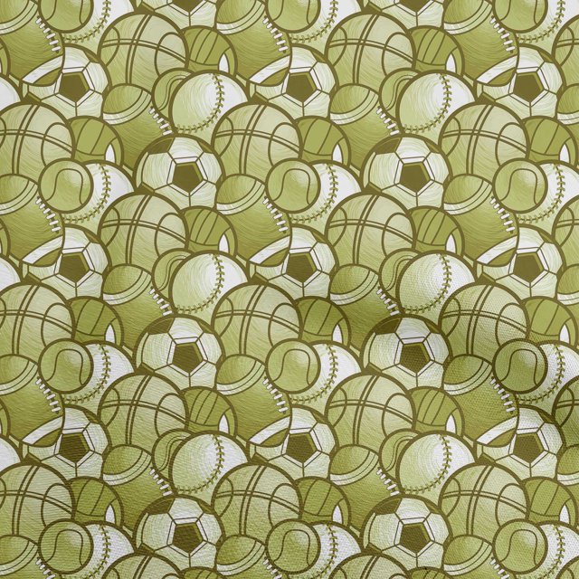 oneOone Rayon Light Green Fabric Sports Basket & Football Craft Projects Decor Fabric Printed By The Yard 56 Inch Wide