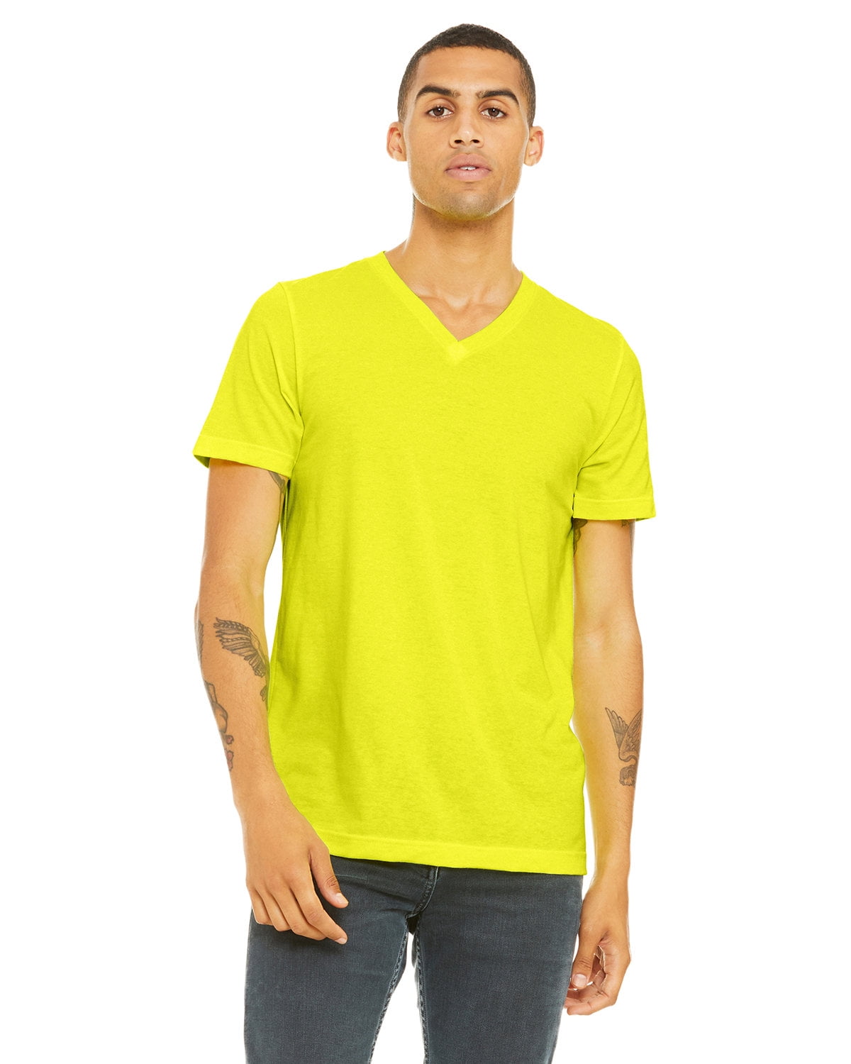 Yellow v neck t shirt mens sales