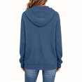thumbnail image 4 of Nowekniz Women Henley Neck Hoodie Pullover Sweater, Long Sleeve Loose Zip Up Casual Sweatshirt with Drawstring Hood, Three Decorative Buttons and Kangaroo Pocket, 4 of 6
