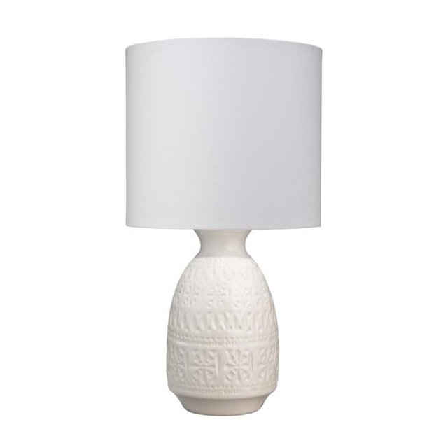 Benzara BM241211 10 x 10 x 20 in. Ceramic Table Lamp with Repeating Pattern, White