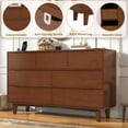 thumbnail image 5 of ChVans 7 Drawer Dresser with Power Outlets, Solid Wood Dresser for Bedroom, Mid-Century Modern Closet Dresser w/ Groove Handle for Living Room Hallway Entryway, 5 of 8