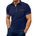 thumbnail image 3 of Men's Polo Shirts Short Sleeve Quarter Button Up Polo Tees Slim Fit Blue Dress Shirts for Men, 3 of 4