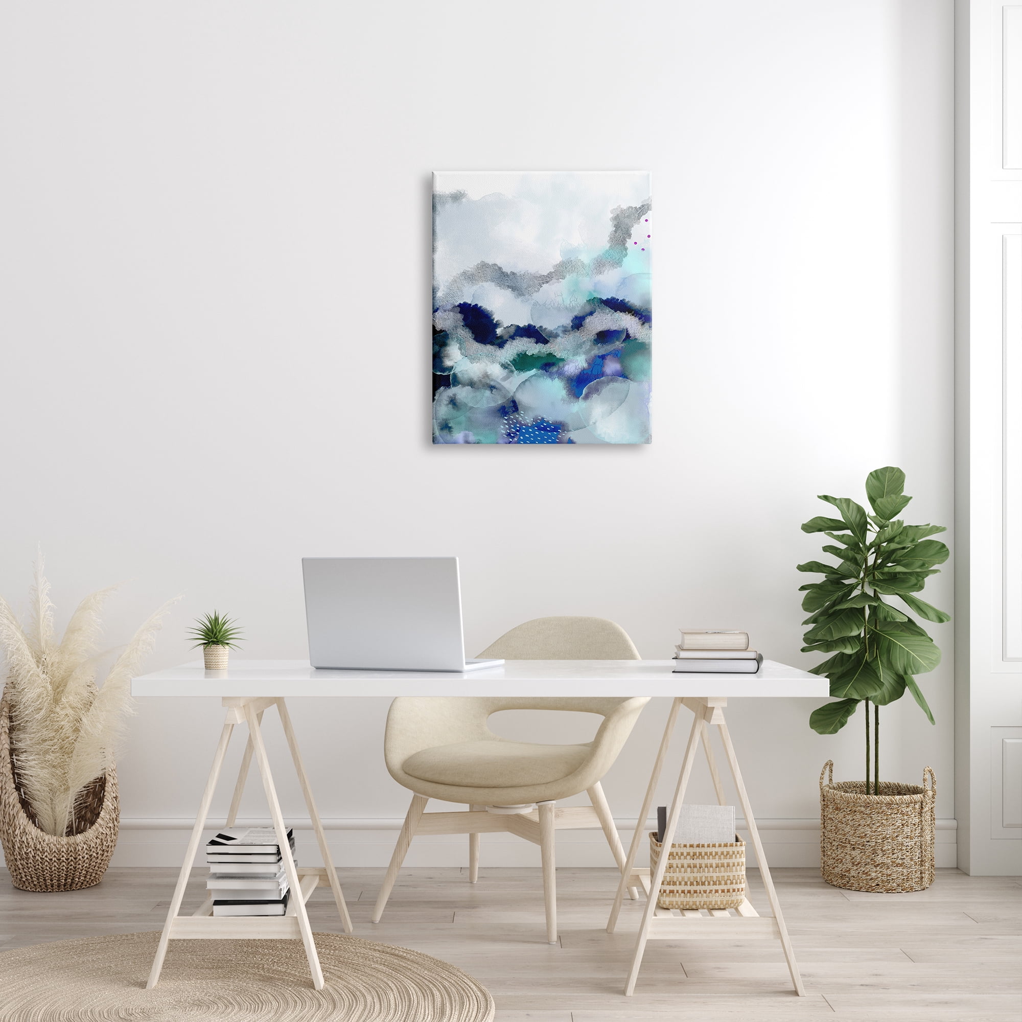 Stupell Industries Bubbling Sea Floor Abstraction Fluid Blue Green Abstract Painting Gallery Wrapped Canvas Print Wall Art, 24 x 30