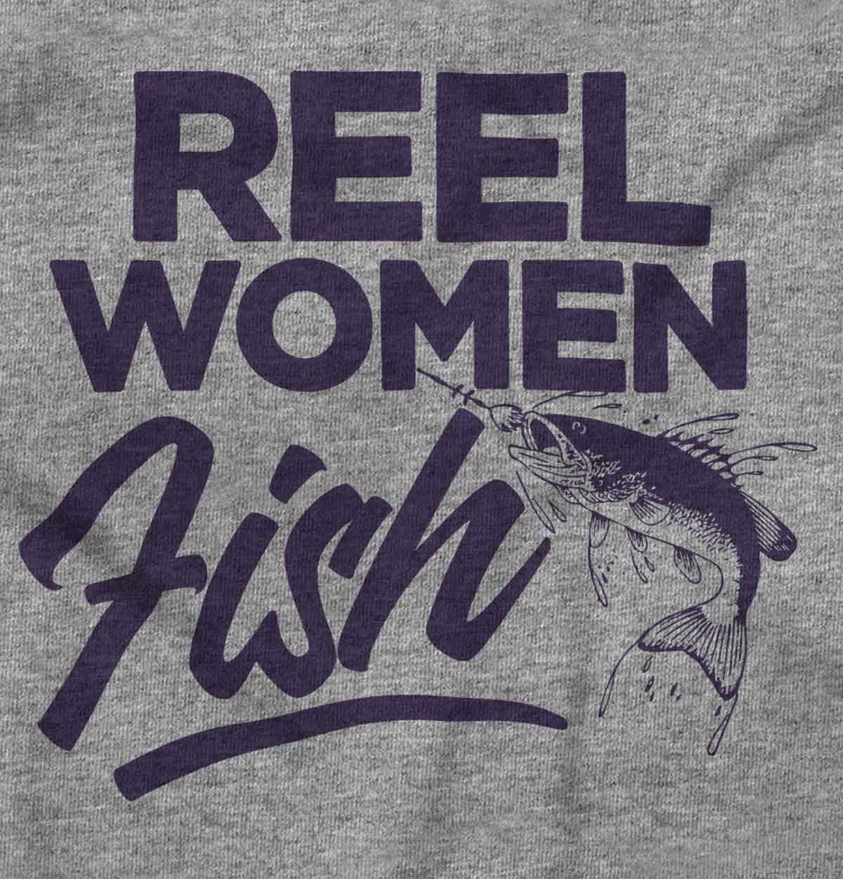 Reel Women Fish Cute Girly Fishing Women's Long Sleeve T Shirt Brisco  Brands L
