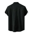 thumbnail image 4 of Lumtrix Mens Summer Striped Cuban Guayabera Shirts Button Down Short Sleeve Vintage Beach Hawaiian Shirts Black M, 4 of 5