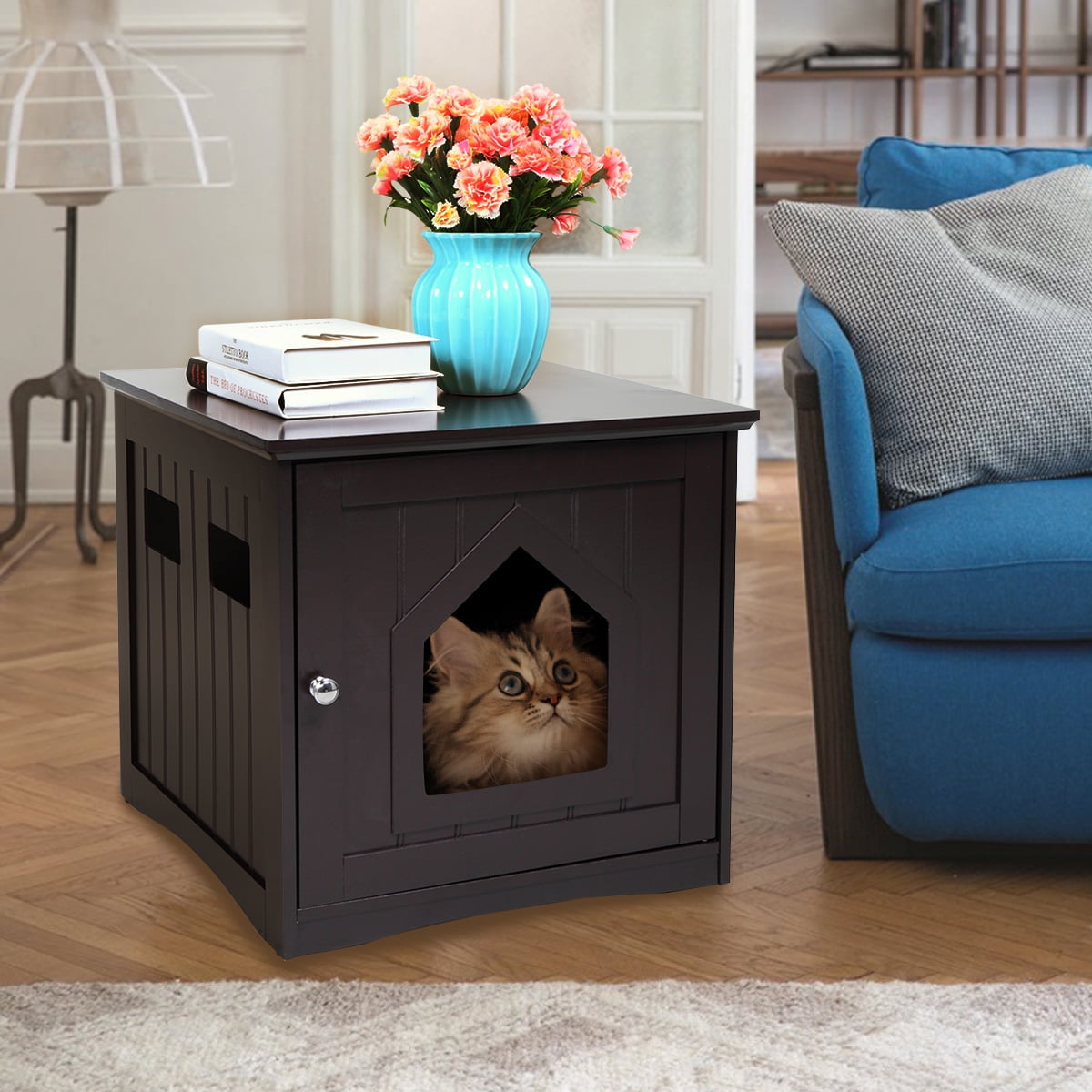 Lowestbest Nightstand Pet House, Multipurpose Cat Houses, Brown Lowestbest Nightstand Pet House, Multipurpose Cat Houses, Brown