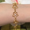 thumbnail image 2 of Beautiful Hawaiian Floating Plumeria Bracelet, Sterling Silver Yellow Gold-Plated Plumeria CZ Bracelet, B3108 Birthday Mom Valentine Gift, 2 of 6