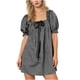 thumbnail image 3 of TaTaai Bandage Mini Skirt Dress, Women's Plaid Flower Short Sleeve Design, Fashion Comfort Style, Perfect for Spring Summer Daily Casual Use Gift, 3 of 7