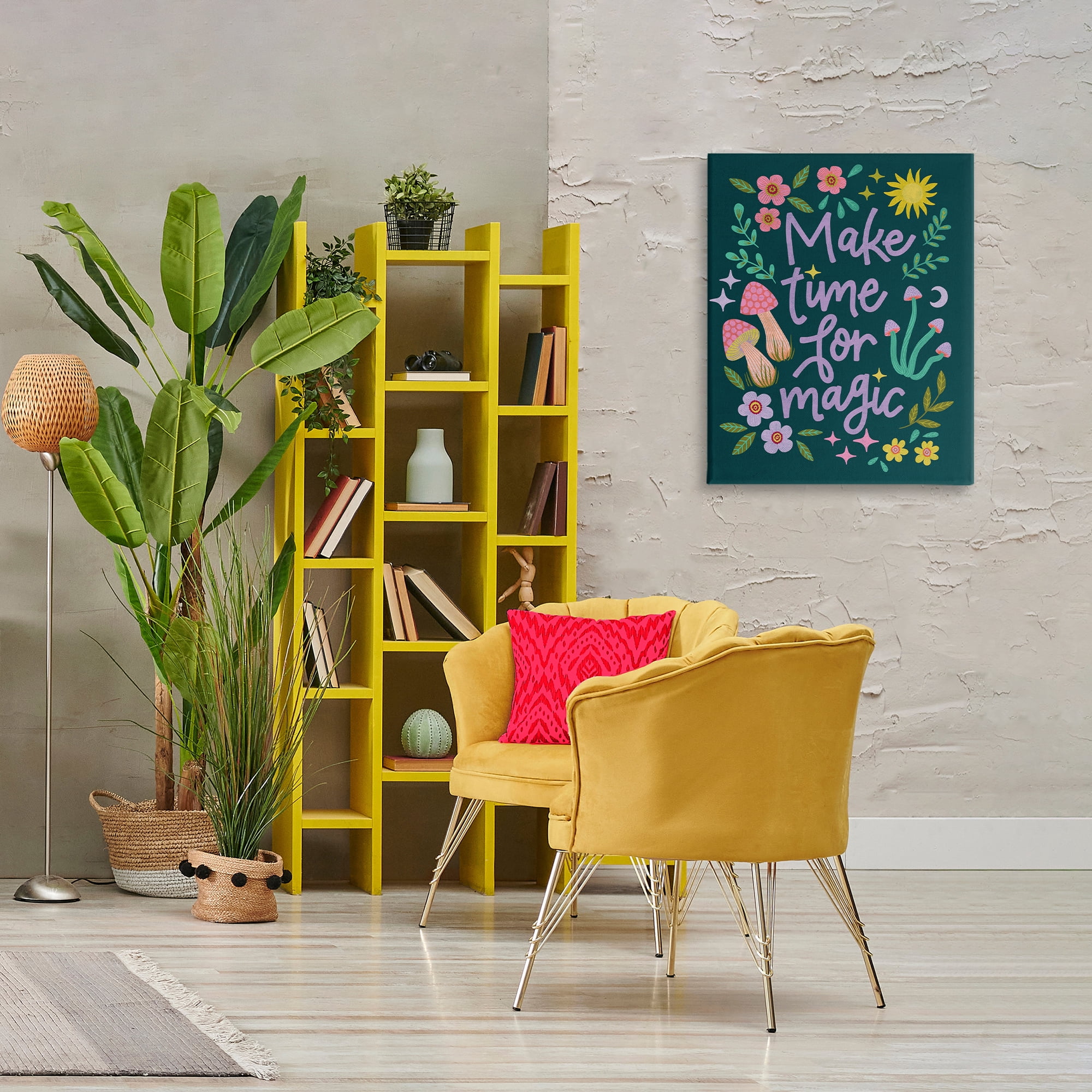 Stupell Industries Time For Magic with Florals Plants & Flowers Painting Wrapped Canvas Art Print Wall Art, 24 x 30