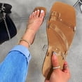 thumbnail image 3 of Womens Sandals Slip On Slides Flat Sandals Open Toe Strappy Wedge Chunky Clear Summer Comfort Sandals for Women, 3 of 4