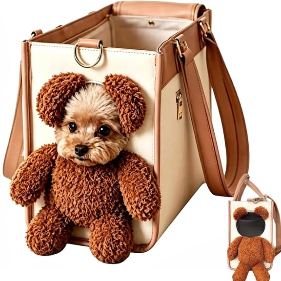 2 in 1 Multifunctional Dog Carrier Bag with Plush and Furry Ears, Portable Puppy Tote Bags, Comfort Carriering Handbag for Small Dogs, Cats, and Pets