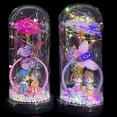 thumbnail image 4 of 1 Valentines Day Gifts for Her, Gifts for Women, Gifts for Mom,Galaxy Pink Butterfly Rose Gifts for Mothers Day Birthday Christmas Crystal Flowers Light Up Couple in Glass Dome (Color May Vary), 4 of 6