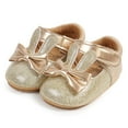 thumbnail image 5 of Penkiiy Baby Girls Mary Jane Flats Pearl Flower Soft Sole Flats Shoes First Walkers Non-Slip Spring Fall Princess Shoes Gold for 6-9 Months, 5 of 9
