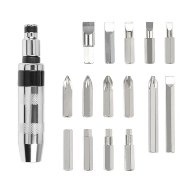 16 piezas Impacto Tornillo de destornillador Desmontaje herramienta de eliminación de alta dureza Extractor de tornillo dañado anti-deslizamiento para