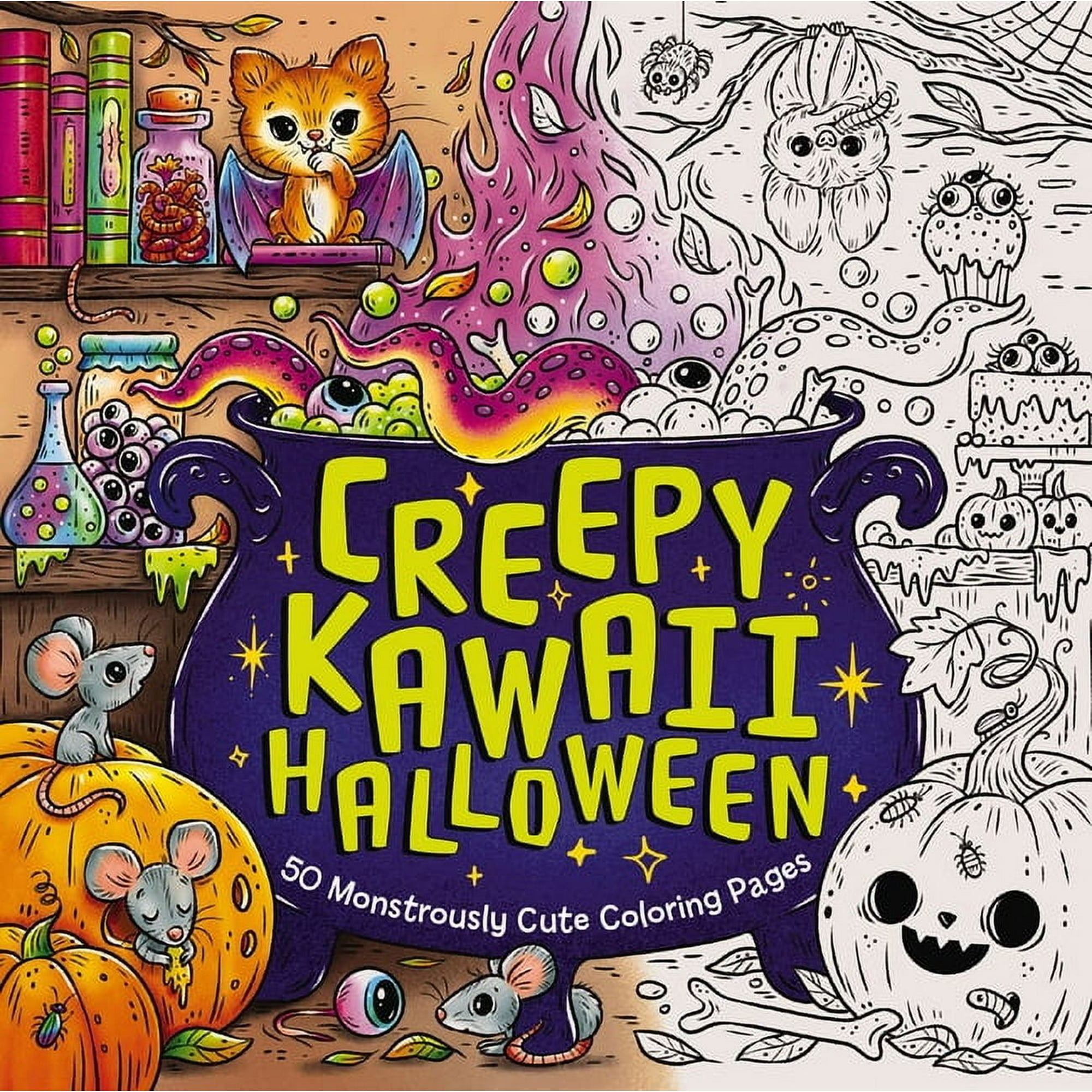 Creepy Kawaii Halloween: 50 Monstrously Cute Coloring Pages (Paperback)