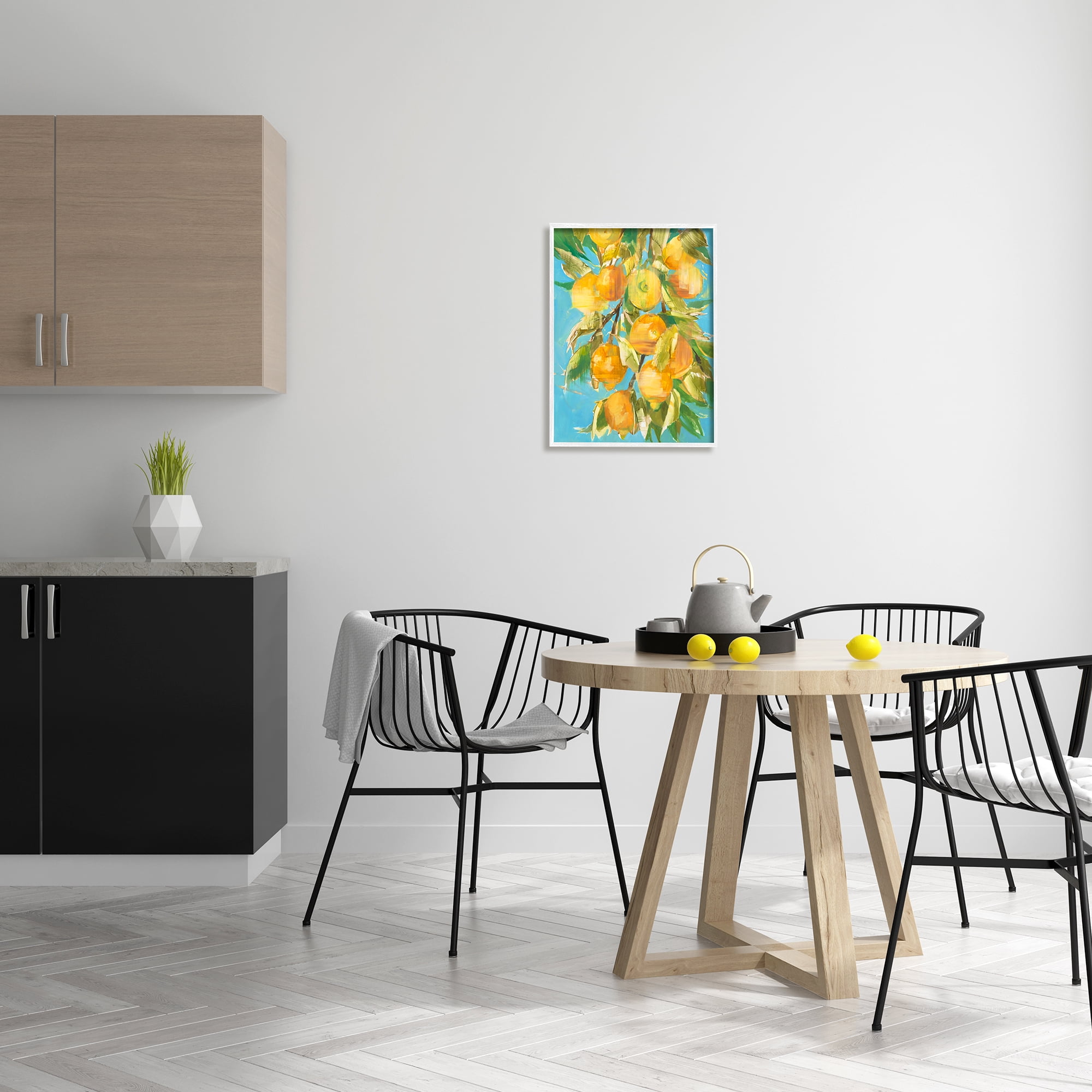 Stupell Industries Ripe Lemon Tree Distortion Yellow Blue Green Paintings White Framed Art Print Wall Art, 16x20, by Liz Jardine
