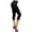 Black, variant on Womens High Waist Solid Microfiber Ultra Soft Capri Leggings (One Size)