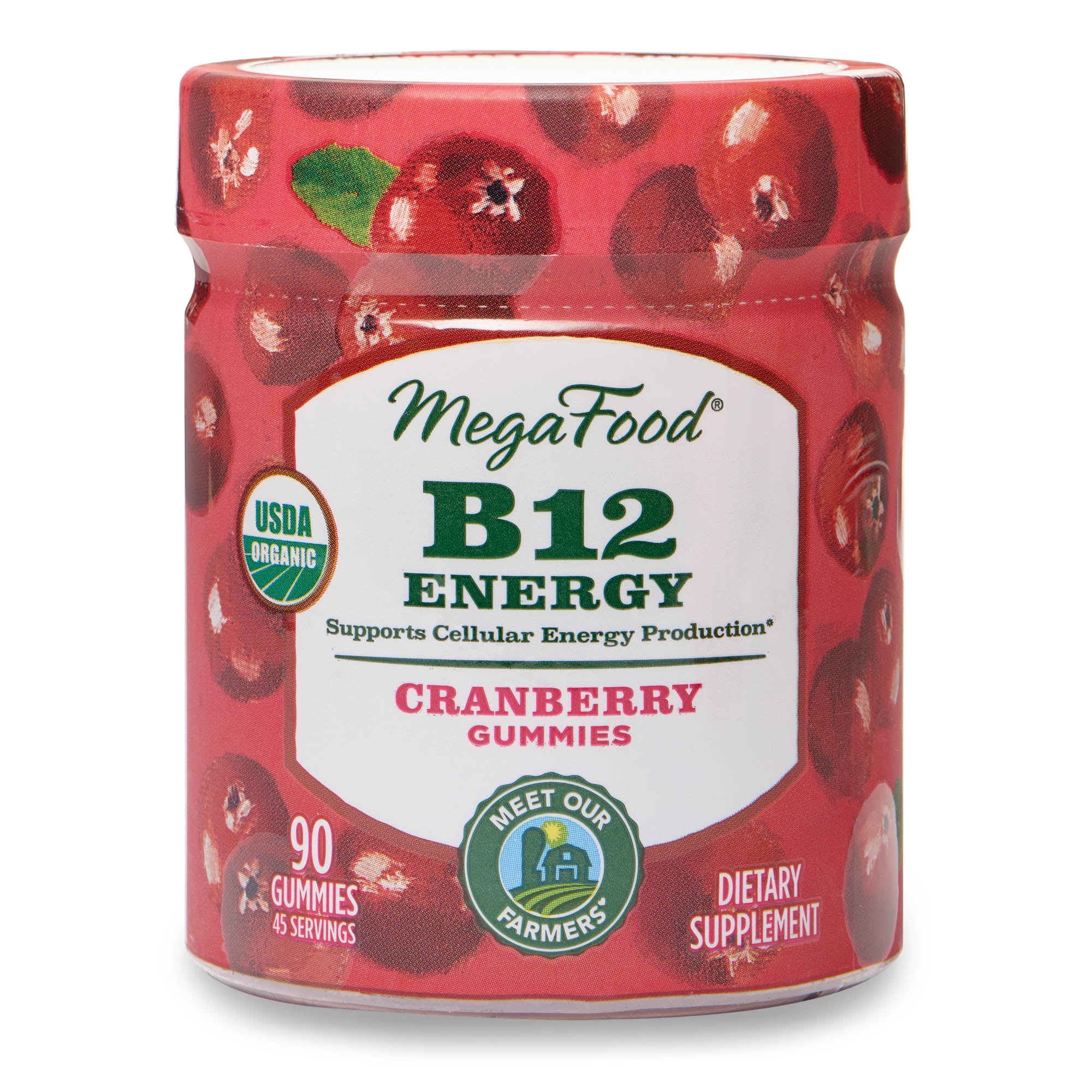 MegaFood, Certified Organic B12 Energy Cranberry Gummies, Soft Chew ...